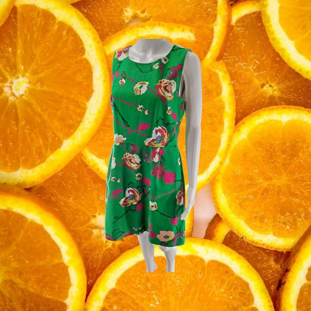 J. Crew Green Floral Design Sleeveless Mini Dress Size‎ 8